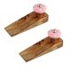 2 Pieces Pink Wheel Flower Ceramic Wooden Door Stopper